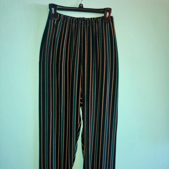 black, yellow, green stripped flowy Frankie pants - Picture 4 of 5